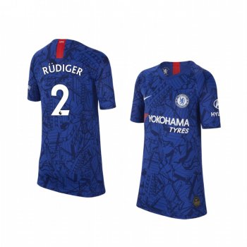 Youth Antonio Rudiger Chelsea Home Short Sleeve Jersey 19-20