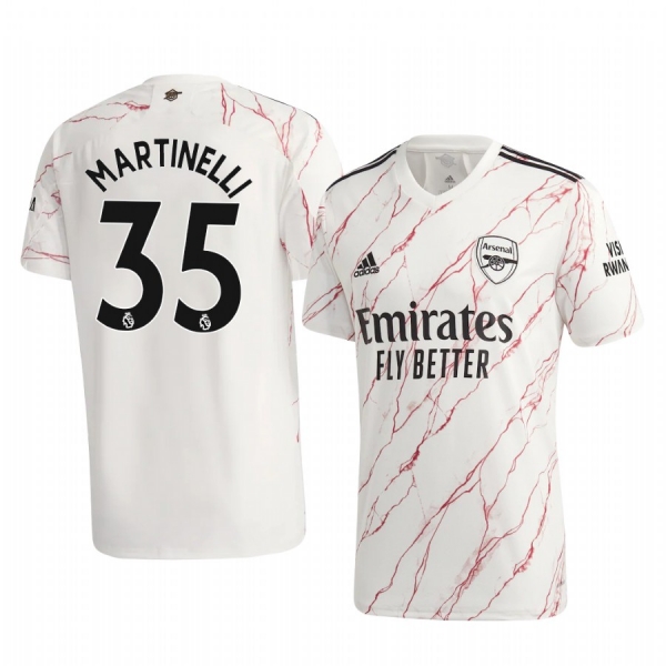 Gabriel Martinelli Arsenal 2020-21 Away Men's White Short Sleeve Jersey