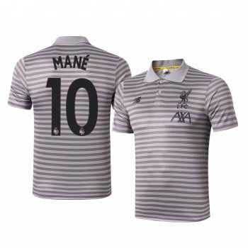 Sadio Mané Liverpool Men's Gray Stripe Classic Polo