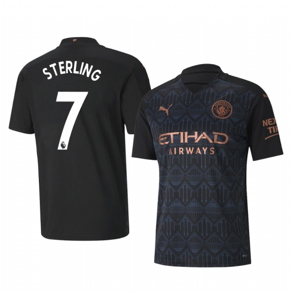 Manchester City Raheem Sterling Men's Black Away Replica Jersey 2020-21