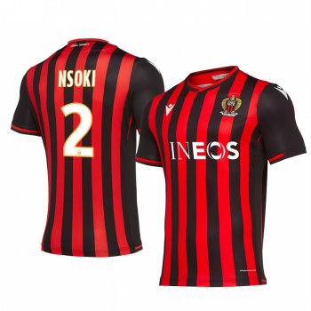 OGC Nice Stanley Nsoki Men's Red Black Home Short Sleeve Jersey 19-20