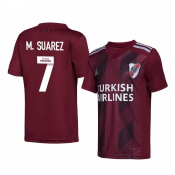 River Plate Matias Suarez 2020 Away Men's Red Short Sleeve Jersey