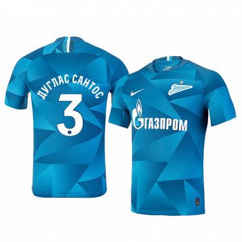 Douglas Santos Zenit Saint Petersburg Home Blue Short Sleeve Jersey