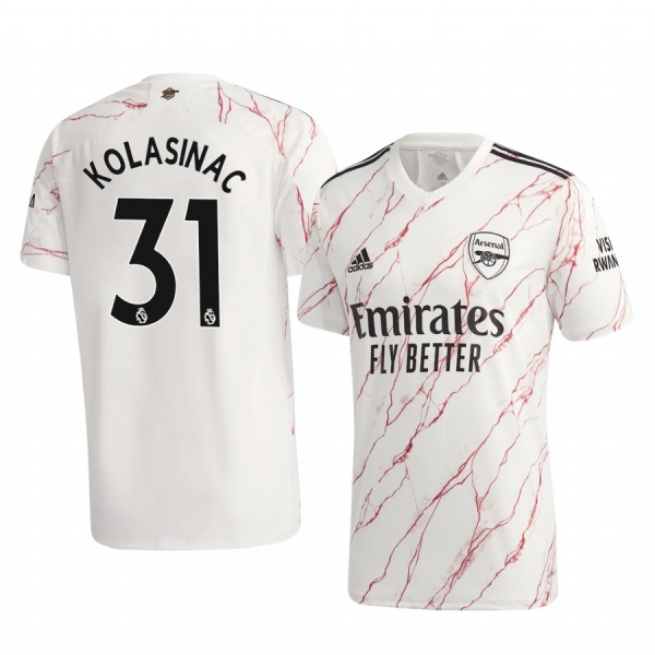 Sead Kolašinac Arsenal 2020-21 Away Men's White Short Sleeve Jersey