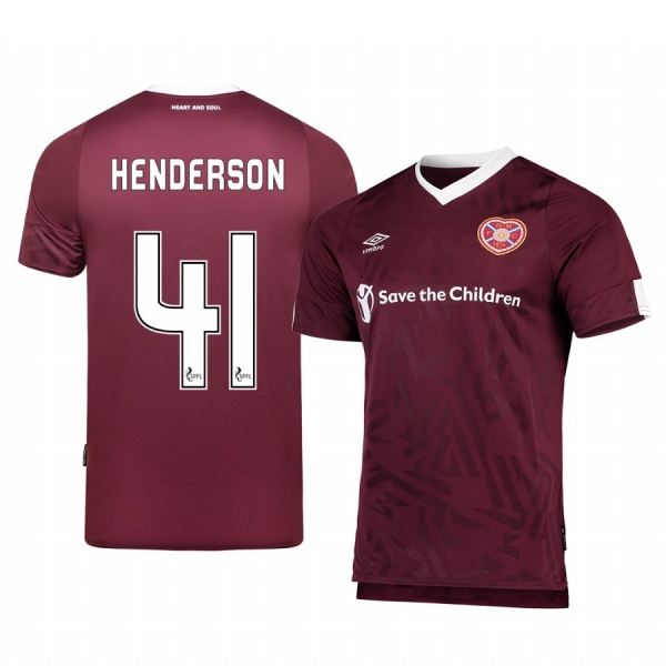 Heart of Midlothian Euan Henderson Men's 19-20 Home Replica Short Sleeve Jersey