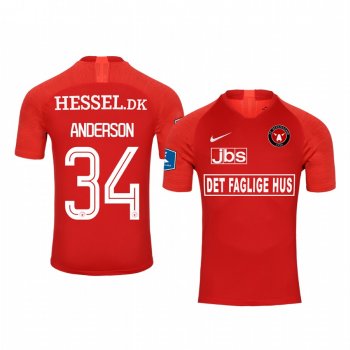 Mikael Anderson Midtjylland Away Red Short Sleeve Jersey