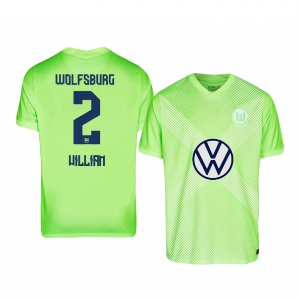 William VfL Wolfsburg 2020-21 Away Men's Green Short Sleeve Jersey