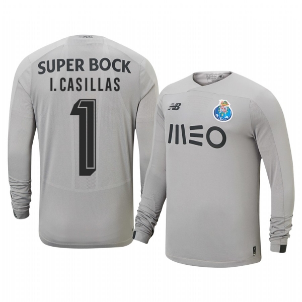 Iker Casillas Fernandez Porto 19-20 Away Goalkeeper Men's Gray Retired Player Jersey