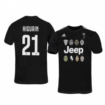 Gonzalo Higuain Juventus Historic Logo Black Short Sleeve Jersey