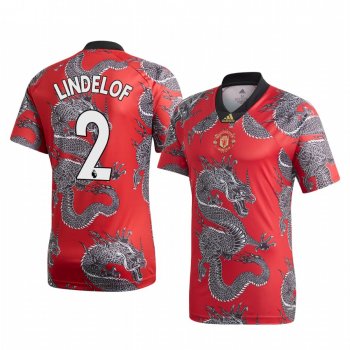 Victor Lindelof Manchester United 2020 Red Chinese New Year Dragon Short Sleeve Jersey