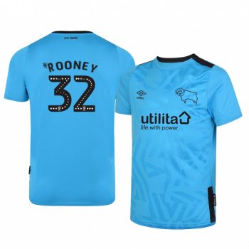 Youth Wayne Rooney Derby County 19-20 Away Blue Official Short Sleeve Jersey