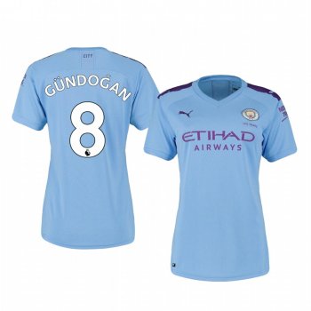 Women's Ilkay Gundogan Manchester City Home Short Sleeve Jersey 19-20