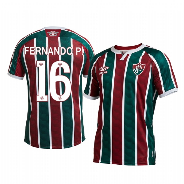 Fluminense Fernando Pacheco 2020 Home Men's Red Green Short Sleeve Jersey