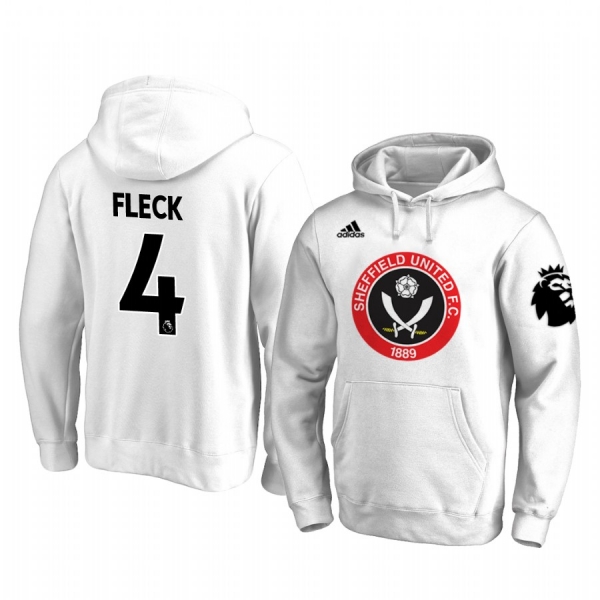 John Fleck Sheffield United Team Logo White Iconic Pullover Hoodie