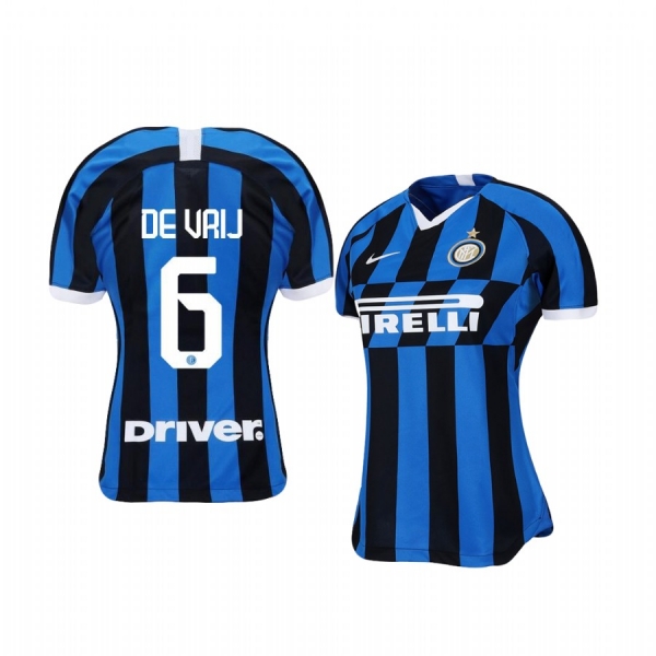 Women's Internazionale Milano Stefan de Vrij 19-20 Home Short Sleeve Jersey