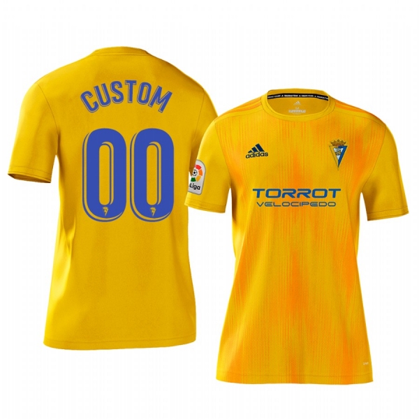 Custom Cadiz CF Home Yellow Short Sleeve Jersey