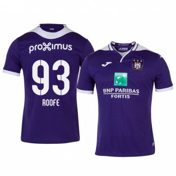 Kemar Roofe Anderlecht 19-20 Home Men's Purple Short Sleeve Jersey