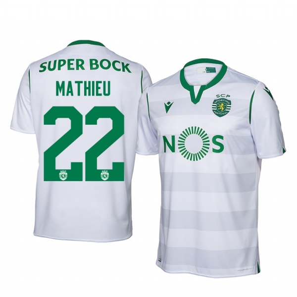 Jeremy Mathieu Sporting Lisbon 19-20 Third Men's White Short Sleeve Jersey