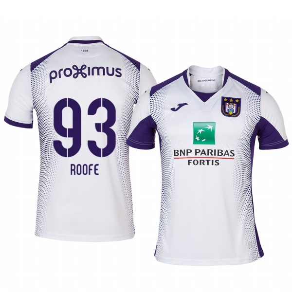 Kemar Roofe Anderlecht 19-20 Away Men's White Short Sleeve Jersey