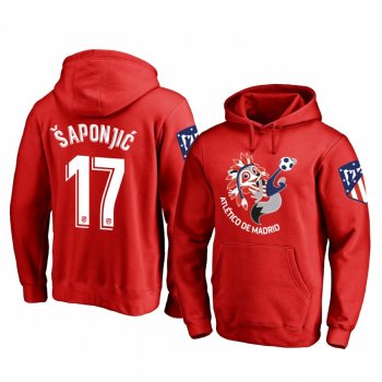 Ivan Saponjic Atletico de Madrid Red Team Logo Pullover Hoodie