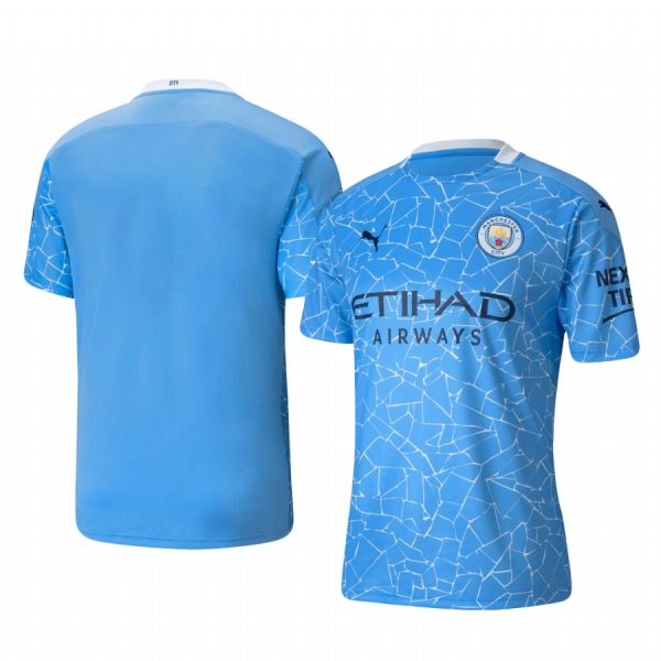 Manchester City 2020-21 Home Replica Short Sleeve Blue Jersey