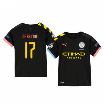 Youth Kevin De Bruyne Manchester City 2020 UEFA Champion League Away Black Short Sleeve Jersey