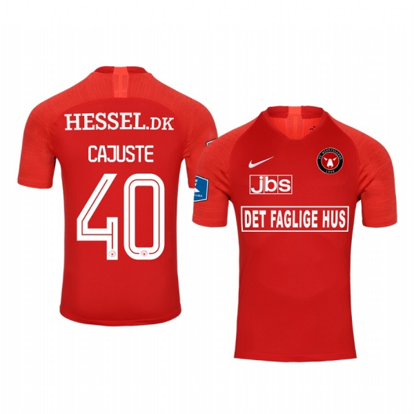 Jens Cajuste Midtjylland Away Red Short Sleeve Jersey