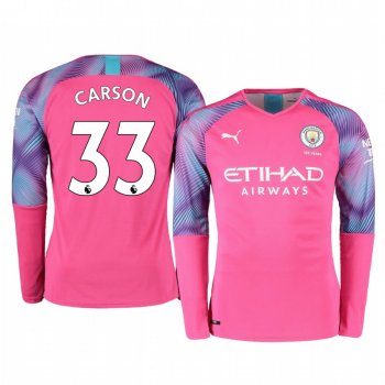 19-20 Manchester City Scott Carson Pink Away Goalkeeper Jersey Men's