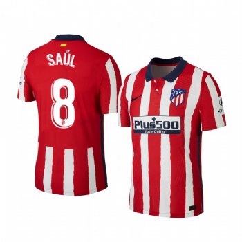 Atletico de Madrid Saul Men's Red Home Short Sleeve Jersey 2020-21