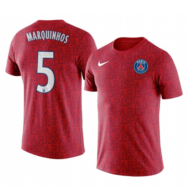 Men's Marquinhos Paris Saint-Germain Pre-Match Iconic Logo Short Sleeve T-shirt