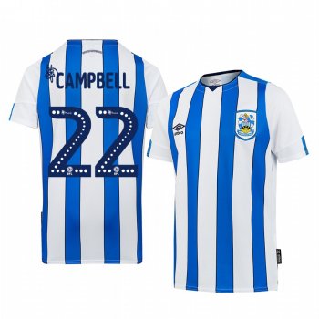 Huddersfield Town Fraizer Campbell 19-20 Home Men's White Blue Short Sleeve Jersey