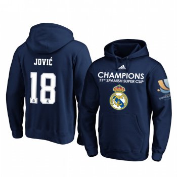 Luka Jovic Real Madrid Navy Spanish Super Cup Champions Pullover Hoodie