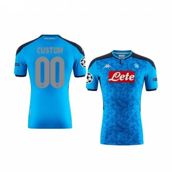 Youth Custom SSC Napoli 2020 UEFA Champion League Home Youth Sky Blue Short Sleeve Jersey