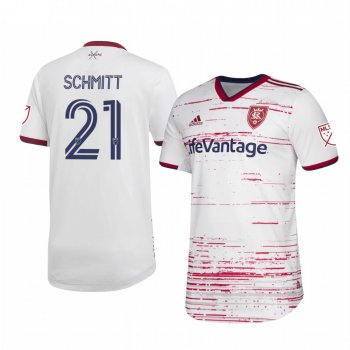 Tate Schmitt Real Salt Lake 2020 Away Authentic Short Sleeve White Jersey