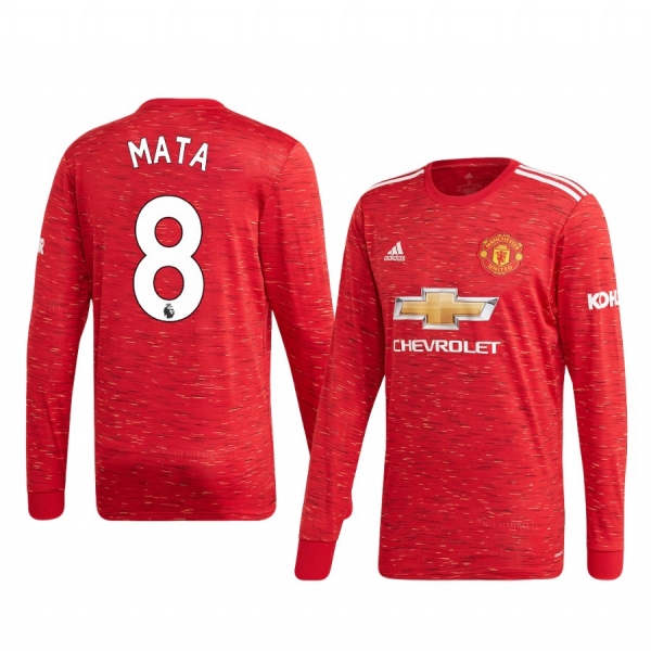 Juan Mata Manchester United 2020 Home Men's Red Long Sleeve Jersey