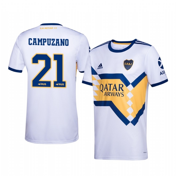 Jorman Campuzano Boca Juniors 2020-21 White Away Official Jersey Men's