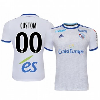 Custom Strasbourg 19-20 White Away Replica Jersey Men's