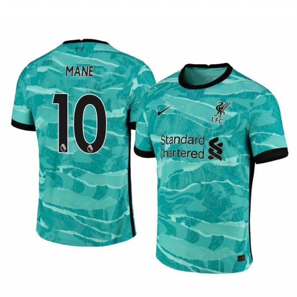 Sadio Mané Liverpool 2020-21 Away Men's Green Short Sleeve Jersey