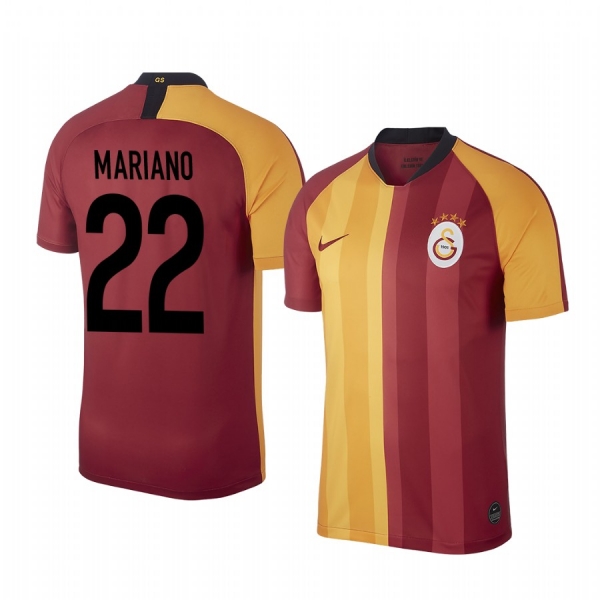 Mariano Filho Galatasaray 19-20 Red Yellow Home Men's Short Sleeve Jersey