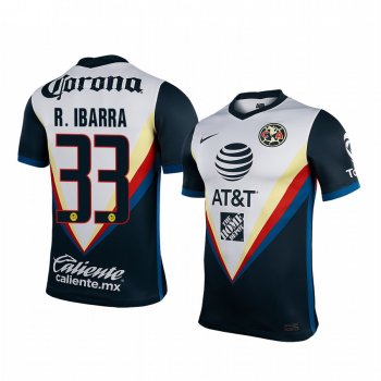 Club America Miguel Leyva Men's White Navy Away Short Sleeve Jersey 2020-21