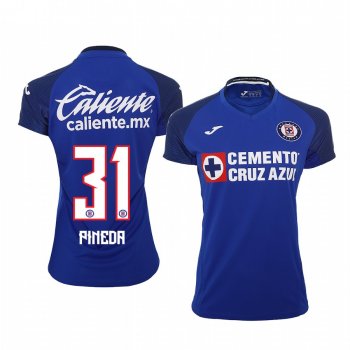 Women's Orbelin Pineda Cruz Azul 19-20 Royal Home Short Sleeve Jersey