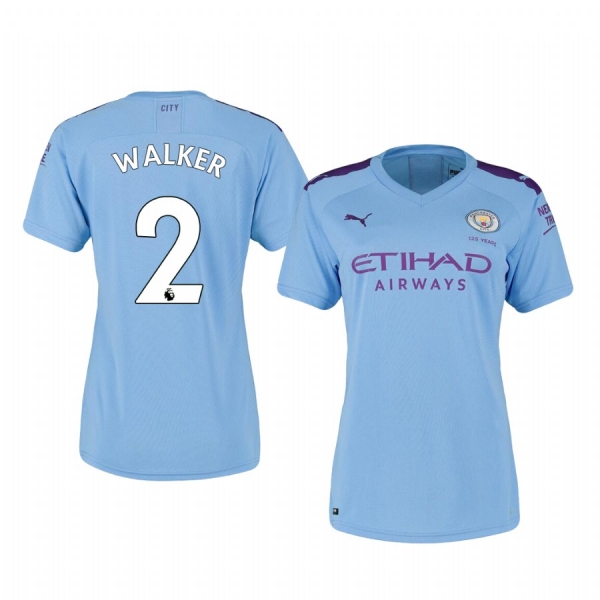 Women's Kyle Walker Manchester City Home Short Sleeve Jersey 19-20