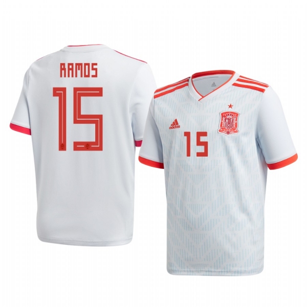 Youth Sergio Ramos Spain 2018 World Cup Away Light Blue Short Sleeve Jersey