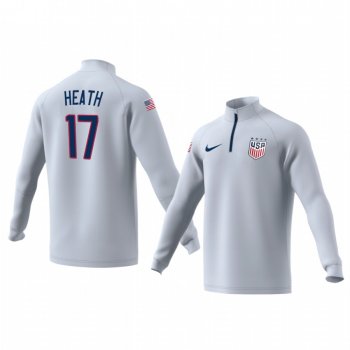 Tobin Heath USWNT White Quarter Zip Team Logo Long Sleeve Jacket