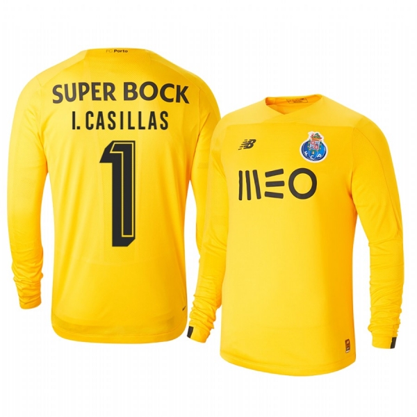 Iker Casillas Fernandez Porto 19-20 Third Goalkeeper Men's Yellow Retired Player Jersey