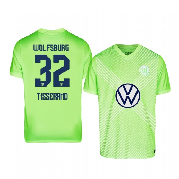 Marcel Tisserand VfL Wolfsburg 2020-21 Away Men's Green Short Sleeve Jersey