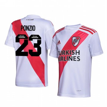 River Plate Leonardo Ponzio 2020 Home Men's White Red Short Sleeve Jersey