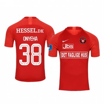 Frank Onyeka Midtjylland Away Red Short Sleeve Jersey