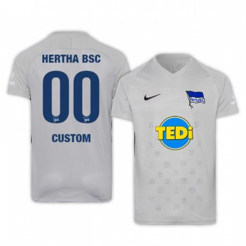 Custom Hertha BSC 19-20 Third Men's Grey Short Sleeve Jersey