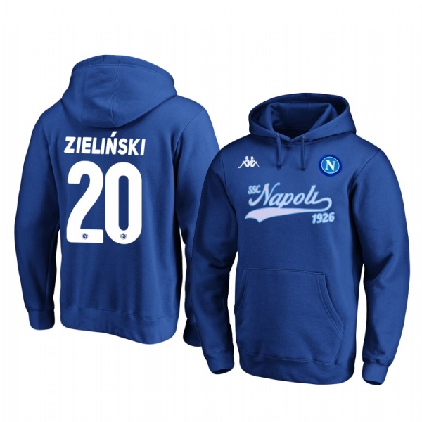 Piotr Zielinski SSC Napoli 2020 Wordmark Royal Iconic Pullover Hoodie